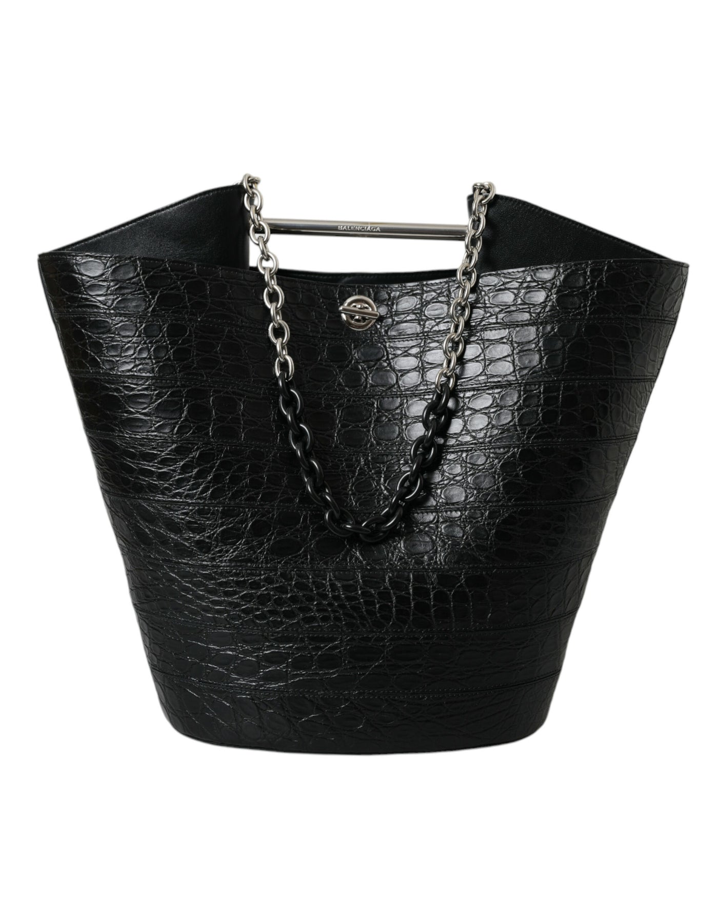 Sac fourre-tout seau maxi en cuir exotique noir Balenciaga