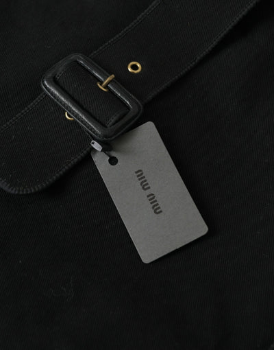 Miu Miu Black Canvas Denim Logo Shoulder Tote Shopping Bag