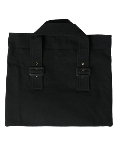 Miu Miu Black Canvas Denim Logo Shoulder Tote Shopping Bag