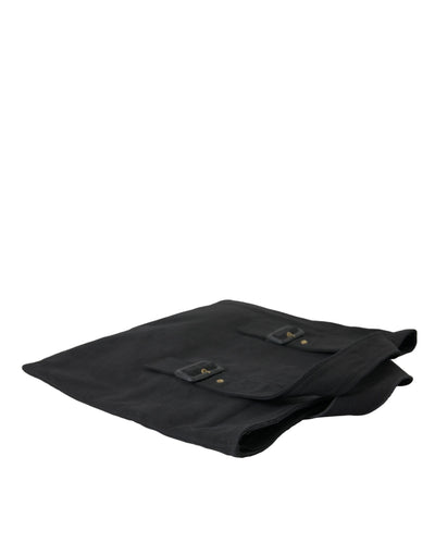 Miu Miu Black Canvas Denim Logo Shoulder Tote Shopping Bag
