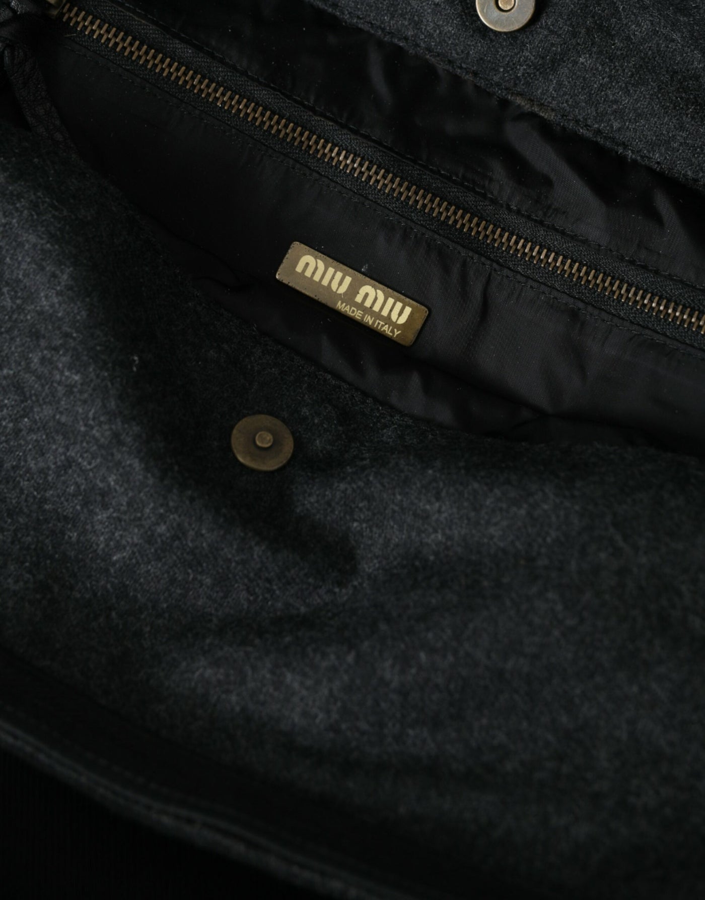 Miu Miu Black Canvas Denim Logo Shoulder Tote Shopping Bag