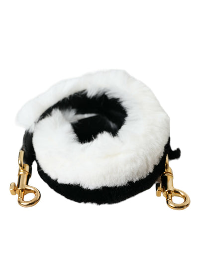 Dolce &amp; Gabbana Zwart Wit Lapin Bont Accessoire Schouderriem