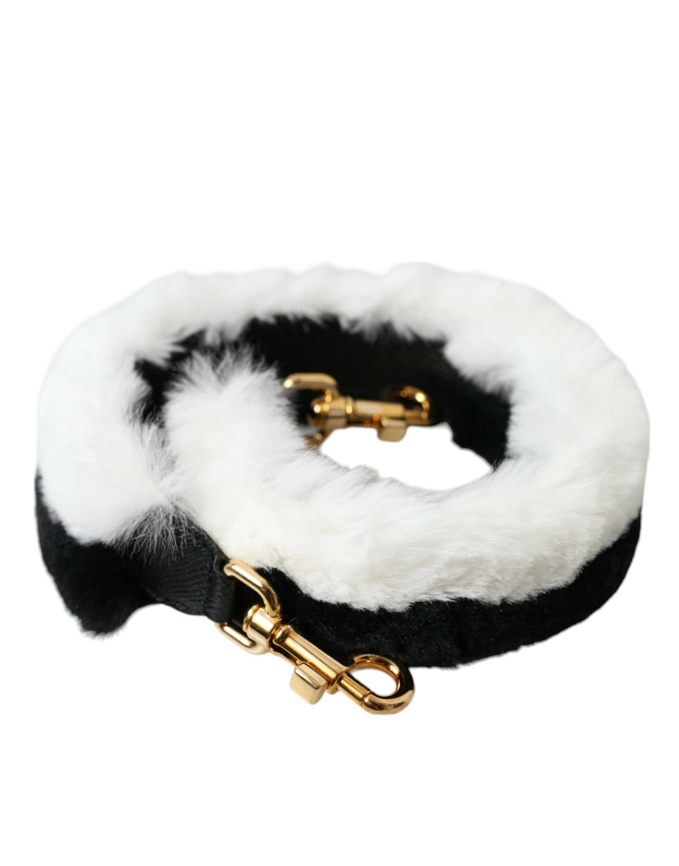 Dolce &amp; Gabbana Zwart Wit Lapin Bont Accessoire Schouderriem