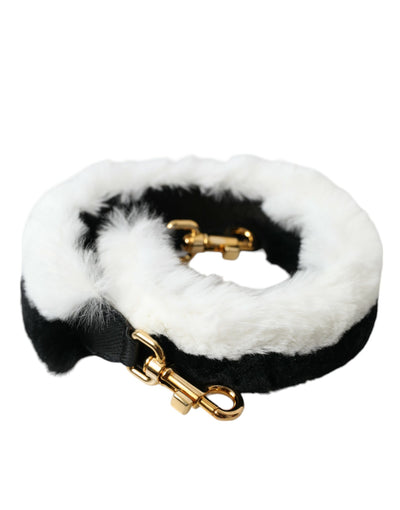 Dolce &amp; Gabbana Zwart Wit Lapin Bont Accessoire Schouderriem