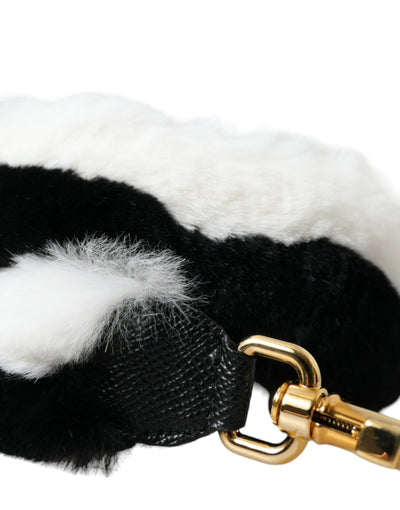 Dolce &amp; Gabbana Zwart Wit Lapin Bont Accessoire Schouderriem