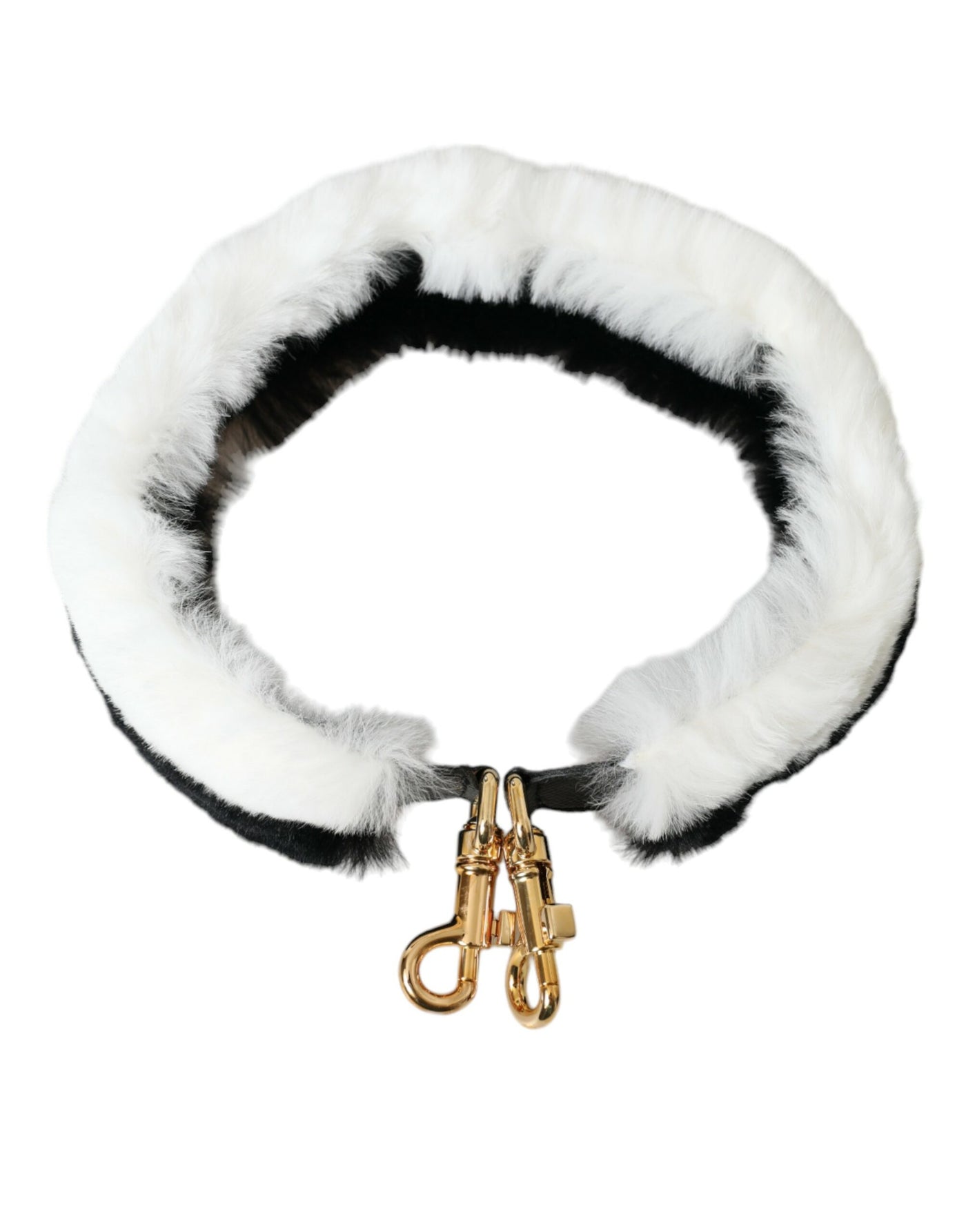 Dolce &amp; Gabbana Zwart Wit Lapin Bont Accessoire Schouderriem