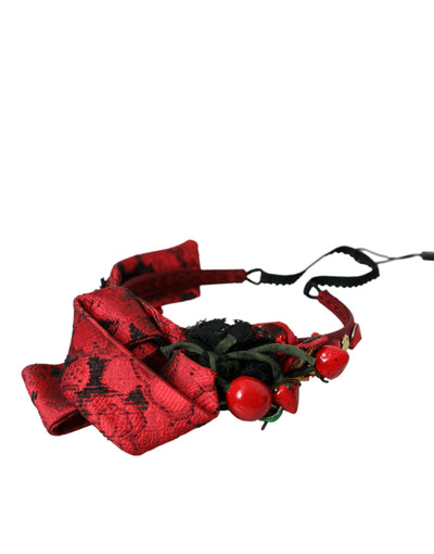 Dolce &amp; Gabbana Red Cherry Sicily Versierde Dames Haarband Diadeem