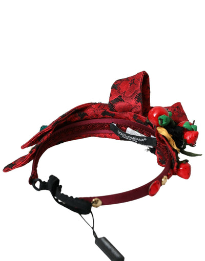 Dolce &amp; Gabbana Red Cherry Sicily Versierde Dames Haarband Diadeem