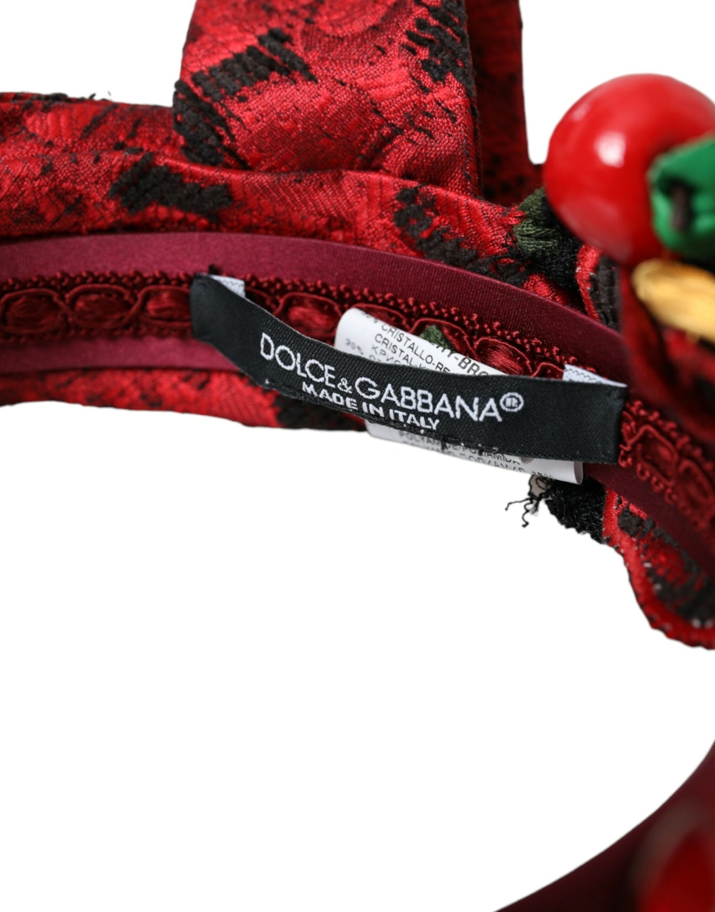 Dolce &amp; Gabbana Red Cherry Sicily Versierde Dames Haarband Diadeem