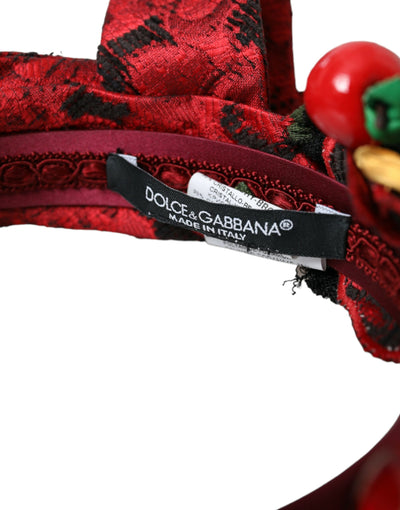 Dolce &amp; Gabbana Red Cherry Sicily Versierde Dames Haarband Diadeem