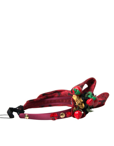 Dolce &amp; Gabbana Red Cherry Sicily Versierde Dames Haarband Diadeem