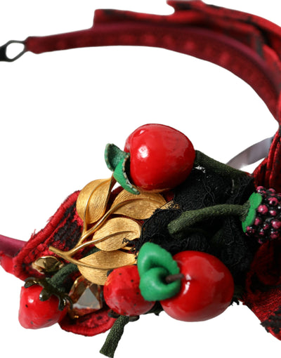 Dolce &amp; Gabbana Red Cherry Sicily Versierde Dames Haarband Diadeem