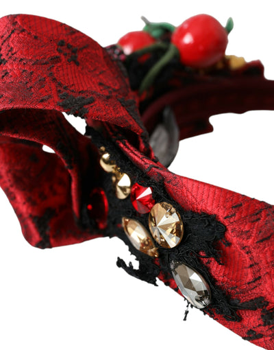 Dolce &amp; Gabbana Red Cherry Sicily Versierde Dames Haarband Diadeem