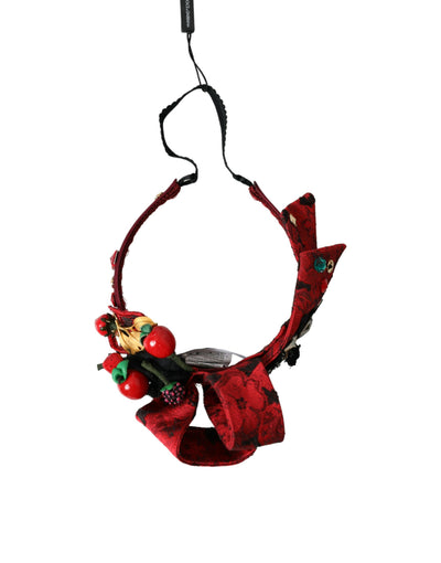 Dolce &amp; Gabbana Red Cherry Sicily Versierde Dames Haarband Diadeem