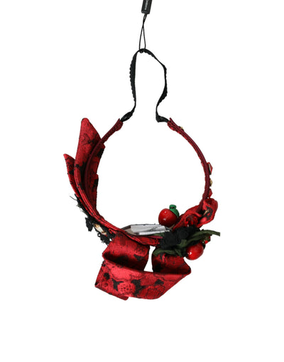 Dolce &amp; Gabbana Red Cherry Sicily Versierde Dames Haarband Diadeem