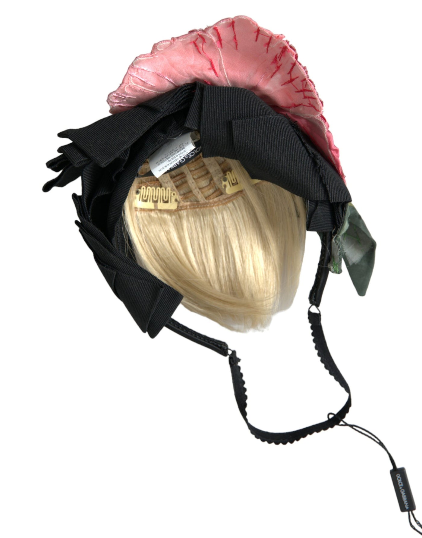 Dolce &amp; Gabbana Zwarte Viscose Witte Haar Parrucchiera Hoofdband Diadeem