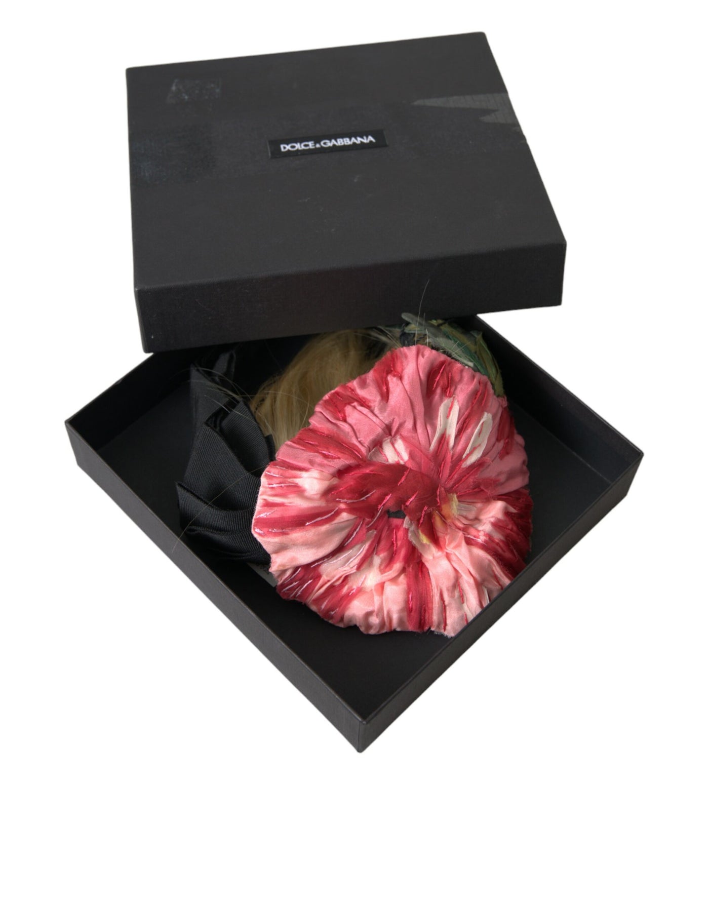 Dolce &amp; Gabbana Zwarte Viscose Witte Haar Parrucchiera Hoofdband Diadeem