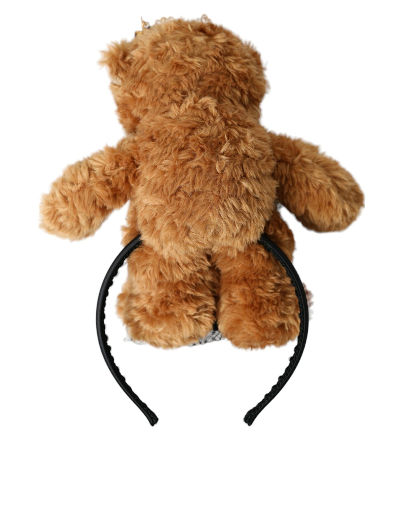 Dolce &amp; Gabbana Bruine Teddybeer Gouden Kristallen Kroon Haarband Diadeem