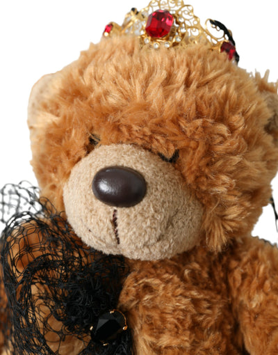Dolce &amp; Gabbana Bruine Teddybeer Gouden Kristallen Kroon Haarband Diadeem
