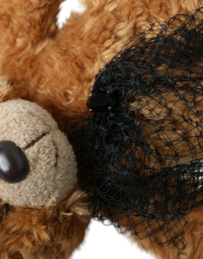 Dolce &amp; Gabbana Bruine Teddybeer Gouden Kristallen Kroon Haarband Diadeem