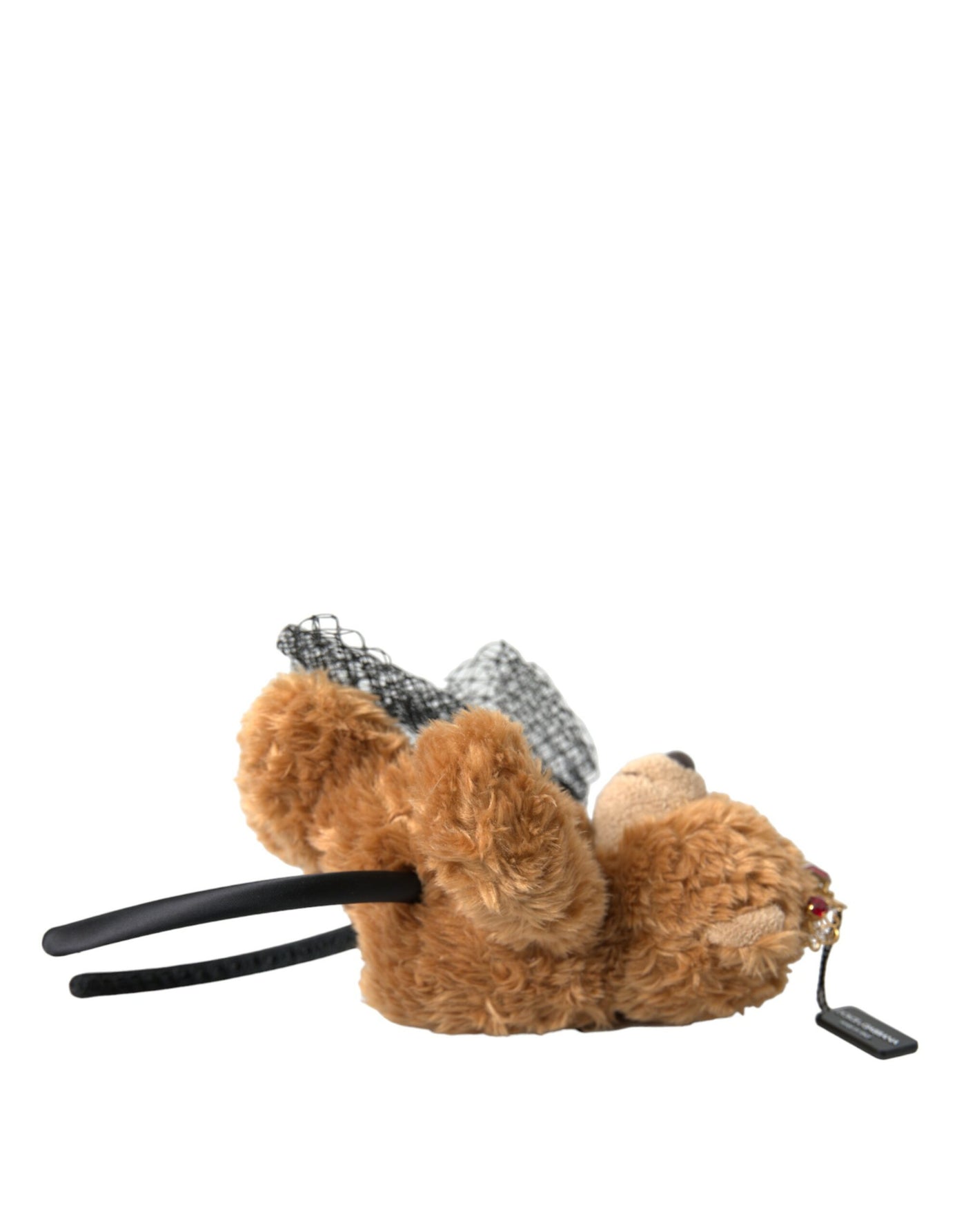 Dolce &amp; Gabbana Bruine Teddybeer Gouden Kristallen Kroon Haarband Diadeem