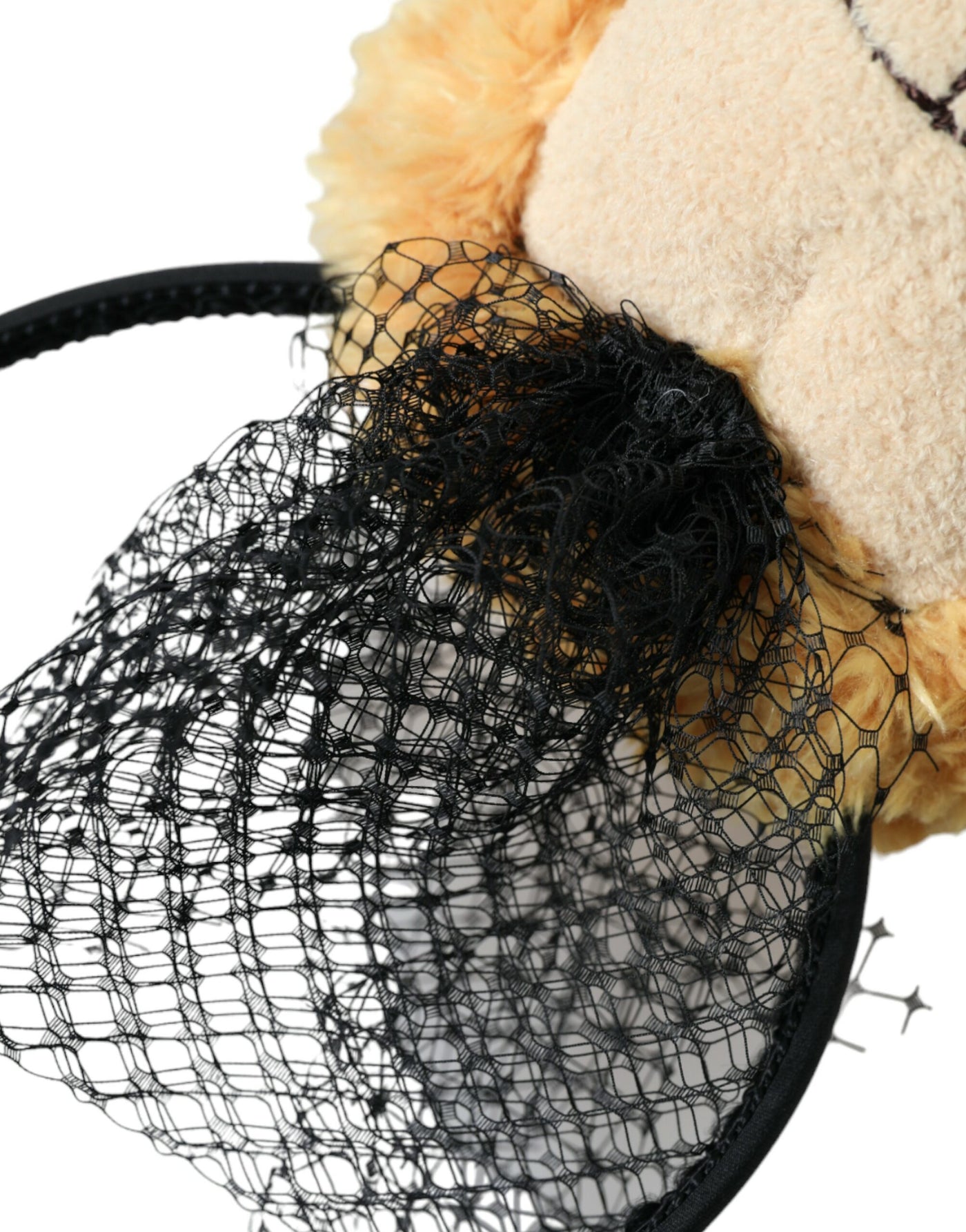 Dolce &amp; Gabbana Bruine Teddybeer Gouden Kristallen Kroon Haarband Diadeem