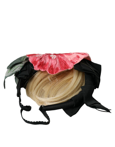 Dolce &amp; Gabbana Zwarte Viscose Witte Haar Parrucchiera Hoofdband Diadeem