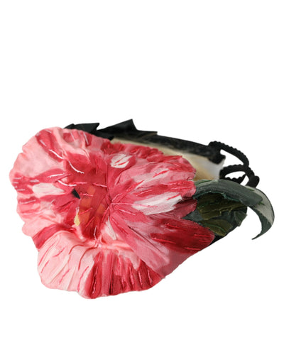 Dolce &amp; Gabbana Zwarte Viscose Witte Haar Parrucchiera Hoofdband Diadeem