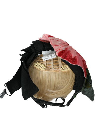 Dolce &amp; Gabbana Zwarte Viscose Witte Haar Parrucchiera Hoofdband Diadeem