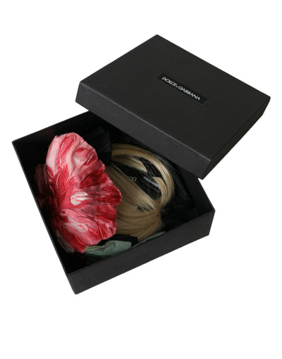 Dolce &amp; Gabbana Zwarte Viscose Witte Haar Parrucchiera Hoofdband Diadeem