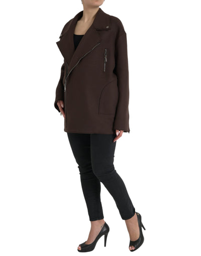 Dolce &amp; Gabbana Bruine Jas Korte Biker Wollen Jas
