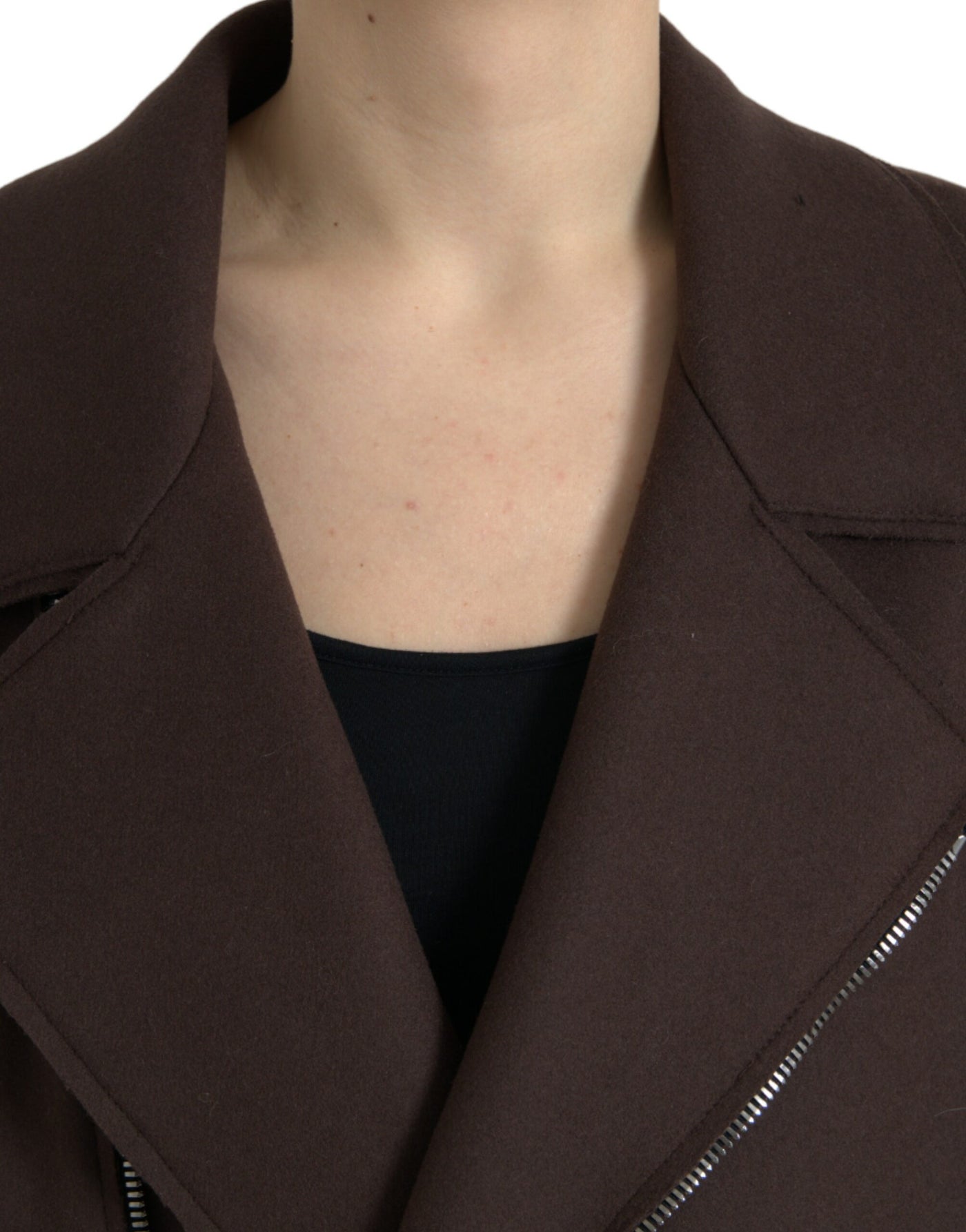 Dolce &amp; Gabbana Bruine Jas Korte Biker Wollen Jas