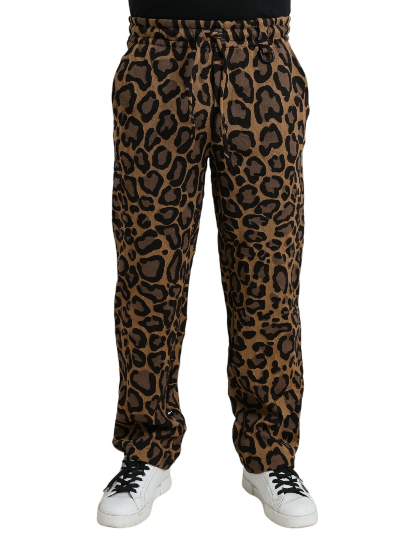 Pantalon de jogging en polyester marron à imprimé léopard Dolce &amp; Gabbana