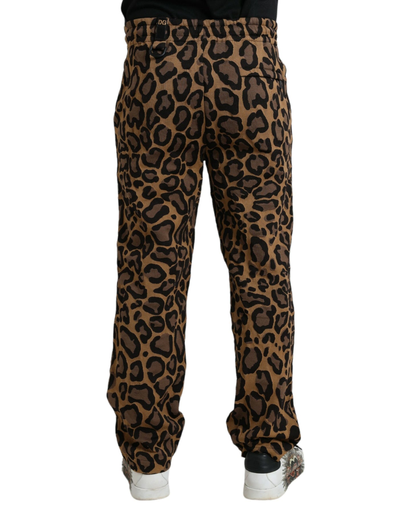 Pantalon de jogging en polyester marron à imprimé léopard Dolce &amp; Gabbana