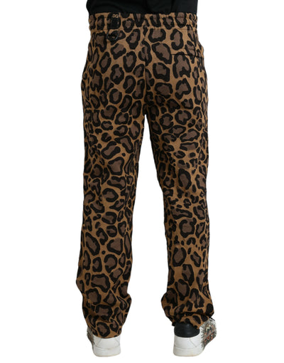 Pantalon de jogging en polyester marron à imprimé léopard Dolce &amp; Gabbana