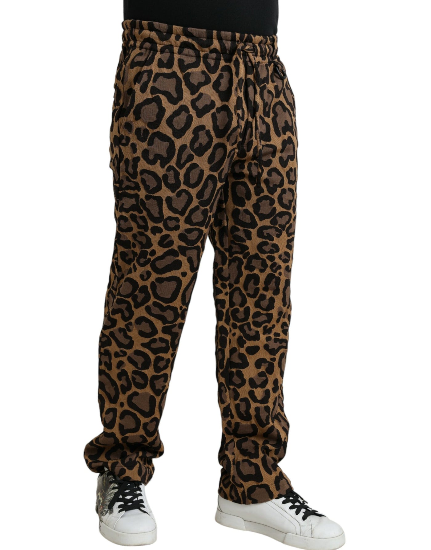 Pantalon de jogging en polyester marron à imprimé léopard Dolce &amp; Gabbana