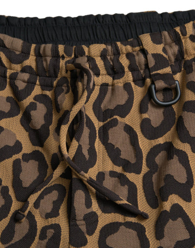 Pantalon de jogging en polyester marron à imprimé léopard Dolce &amp; Gabbana