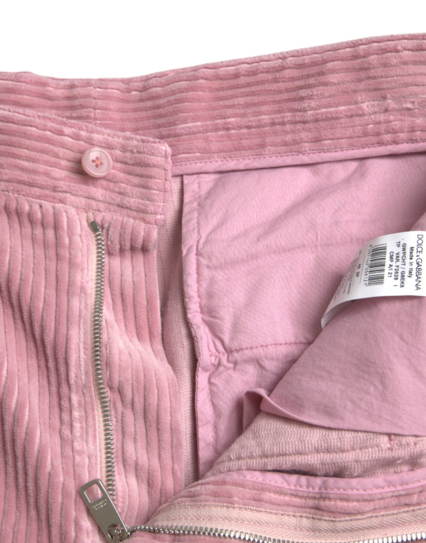 Jean cargo skinny en velours côtelé rose Dolce &amp; Gabbana