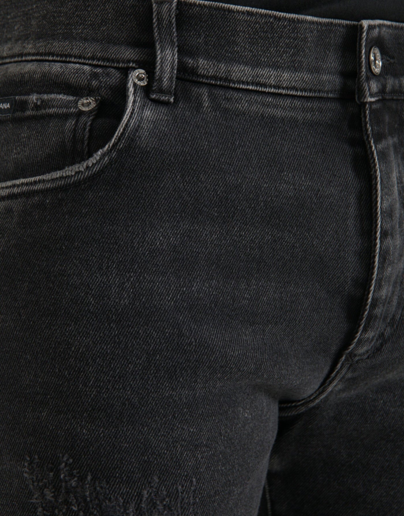 Dolce &amp; Gabbana Grijze Katoenen Stretch Skinny Denim Logo Jeans
