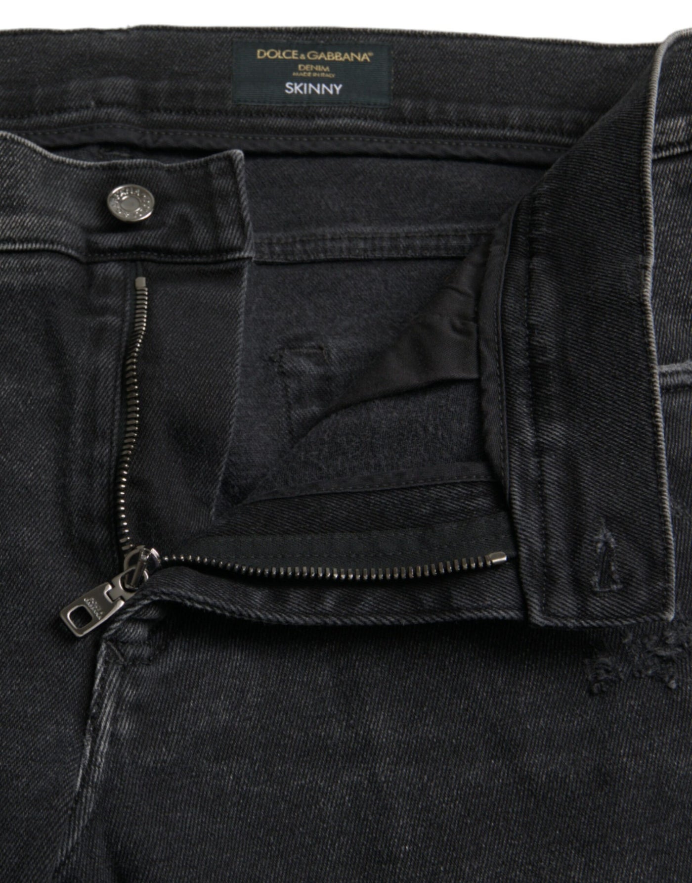 Dolce &amp; Gabbana Grijze Katoenen Stretch Skinny Denim Logo Jeans