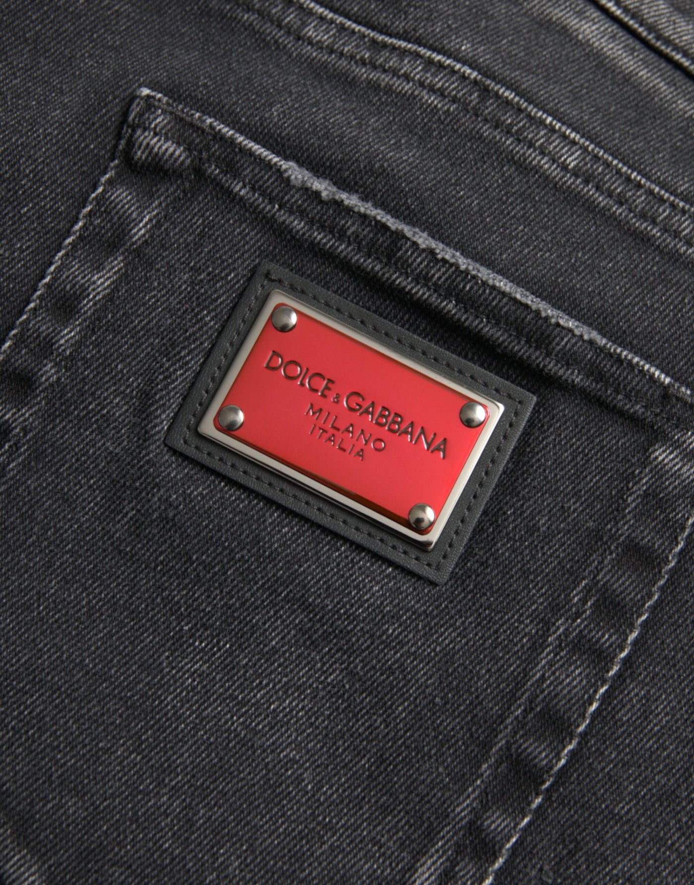 Dolce &amp; Gabbana Grijze Katoenen Stretch Skinny Denim Logo Jeans
