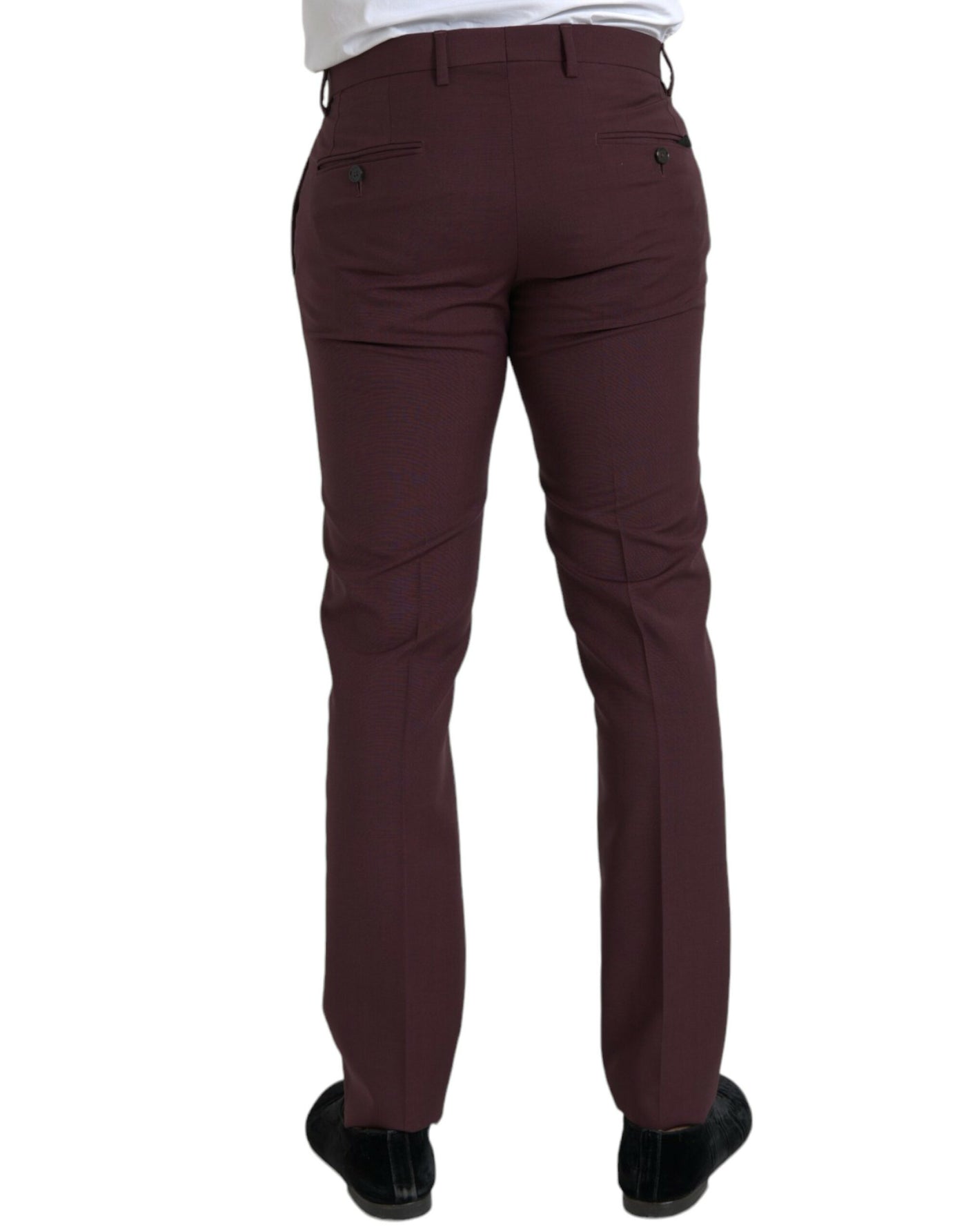 Dolce &amp; Gabbana Maroon Wool Heren Slim Fit Broek