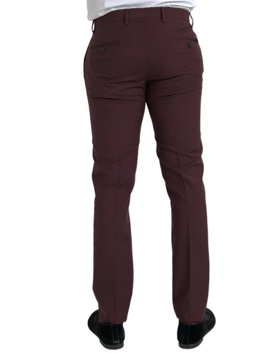 Dolce &amp; Gabbana Maroon Wool Heren Slim Fit Broek