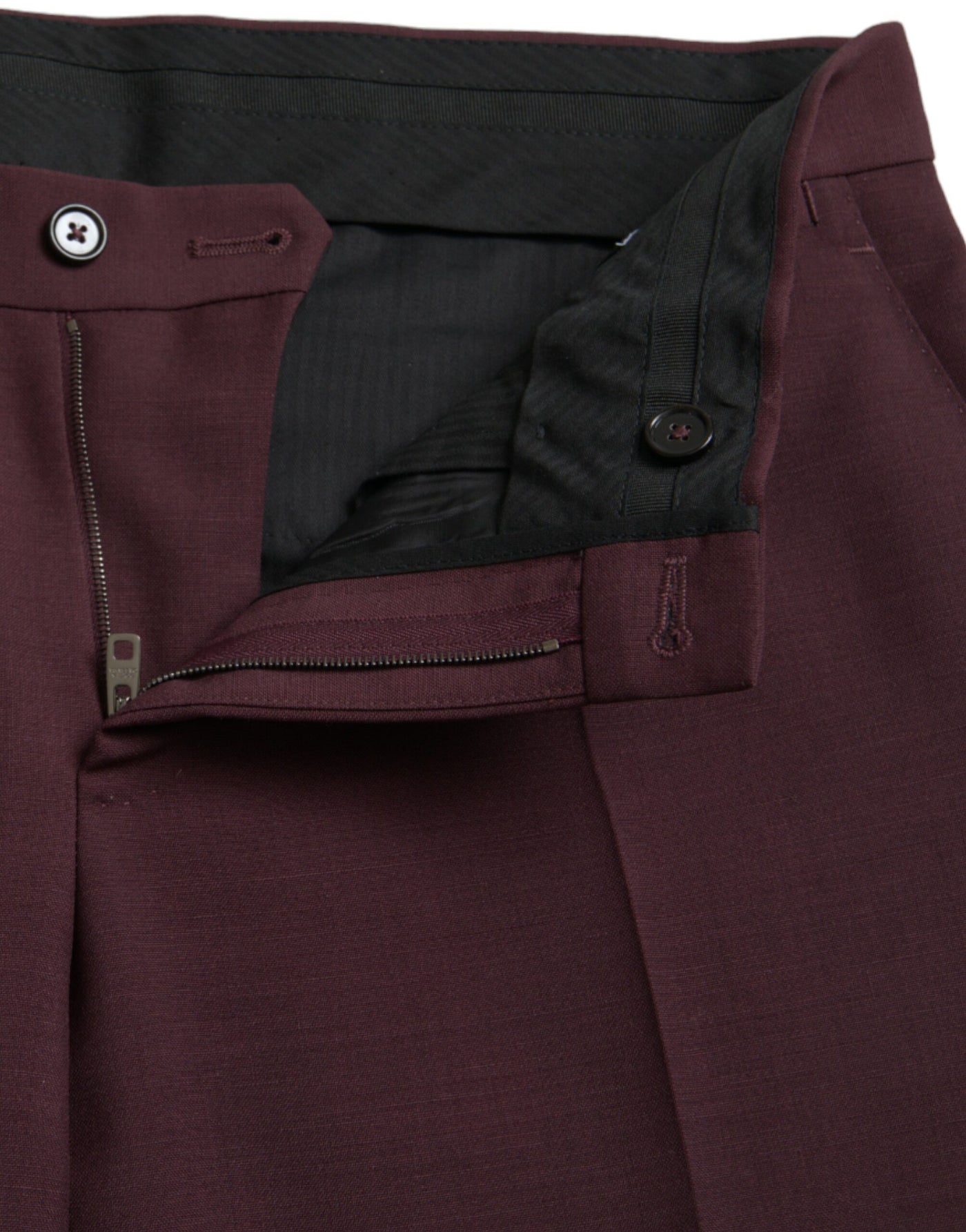 Dolce &amp; Gabbana Maroon Wool Heren Slim Fit Broek