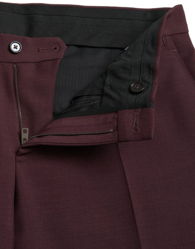 Dolce &amp; Gabbana Maroon Wool Heren Slim Fit Broek