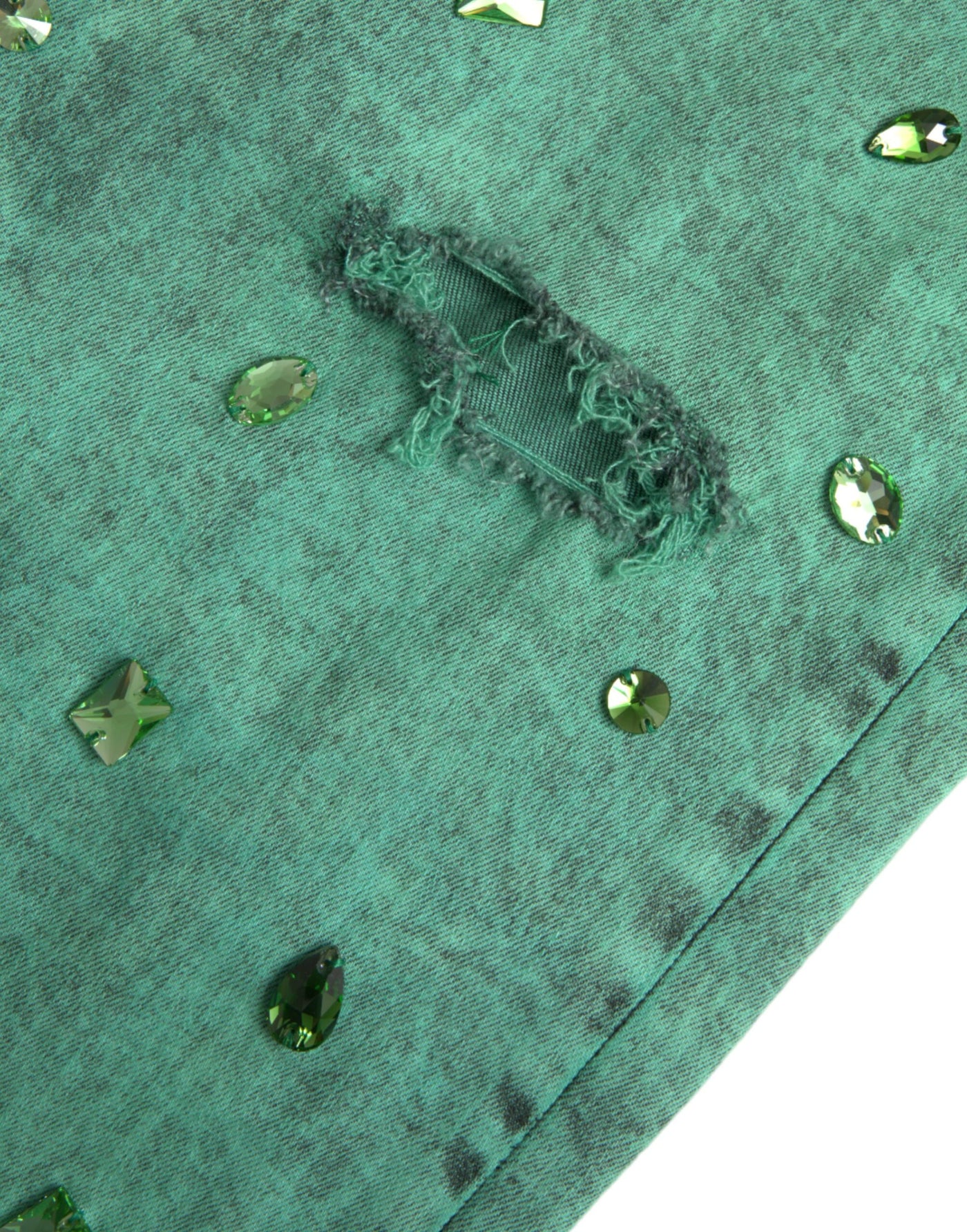 Jean slim en coton stretch à cristaux verts Dolce &amp; Gabbana
