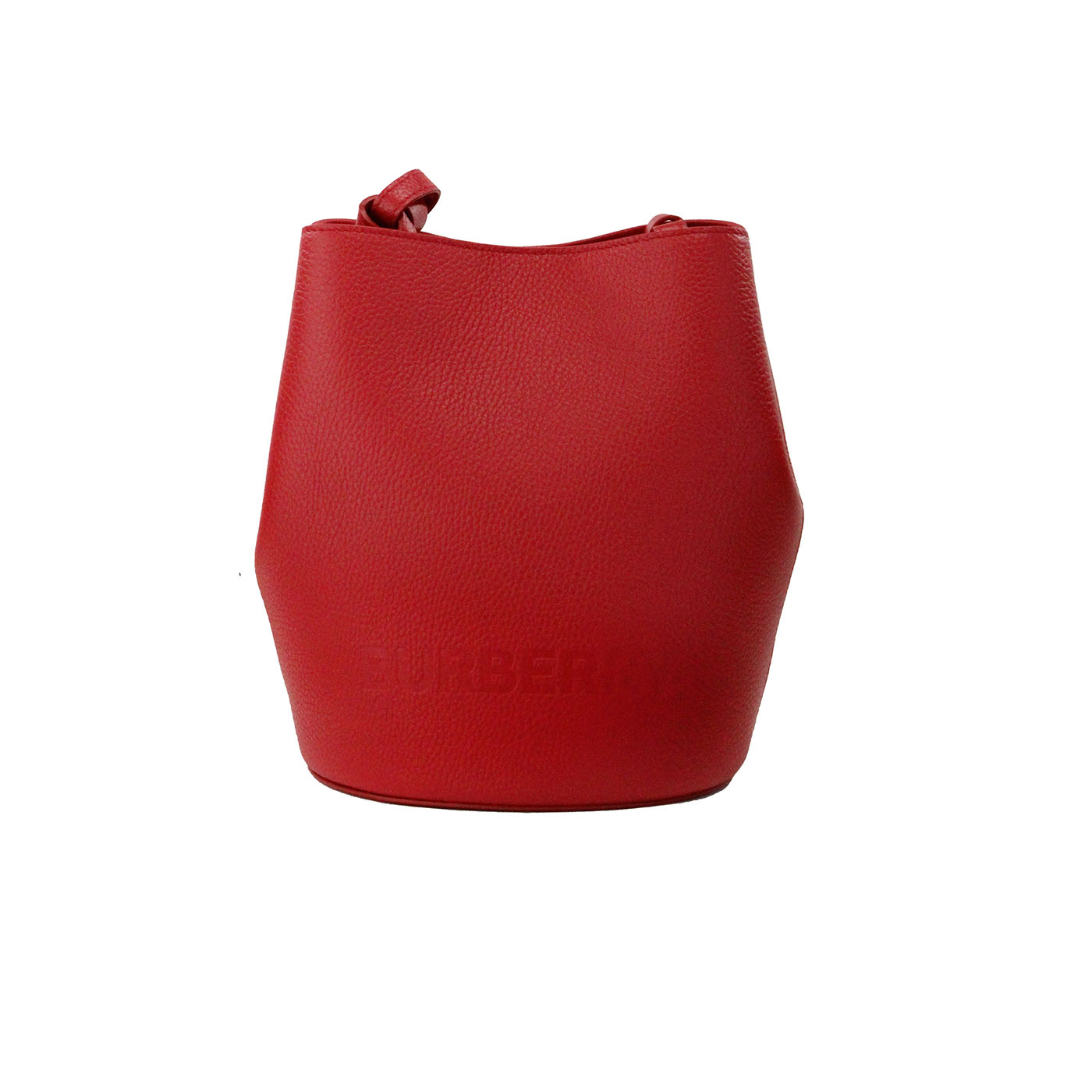 Burberry Lorne Kleine Rode Gekorrelde Leren Bucket Crossbody Tas