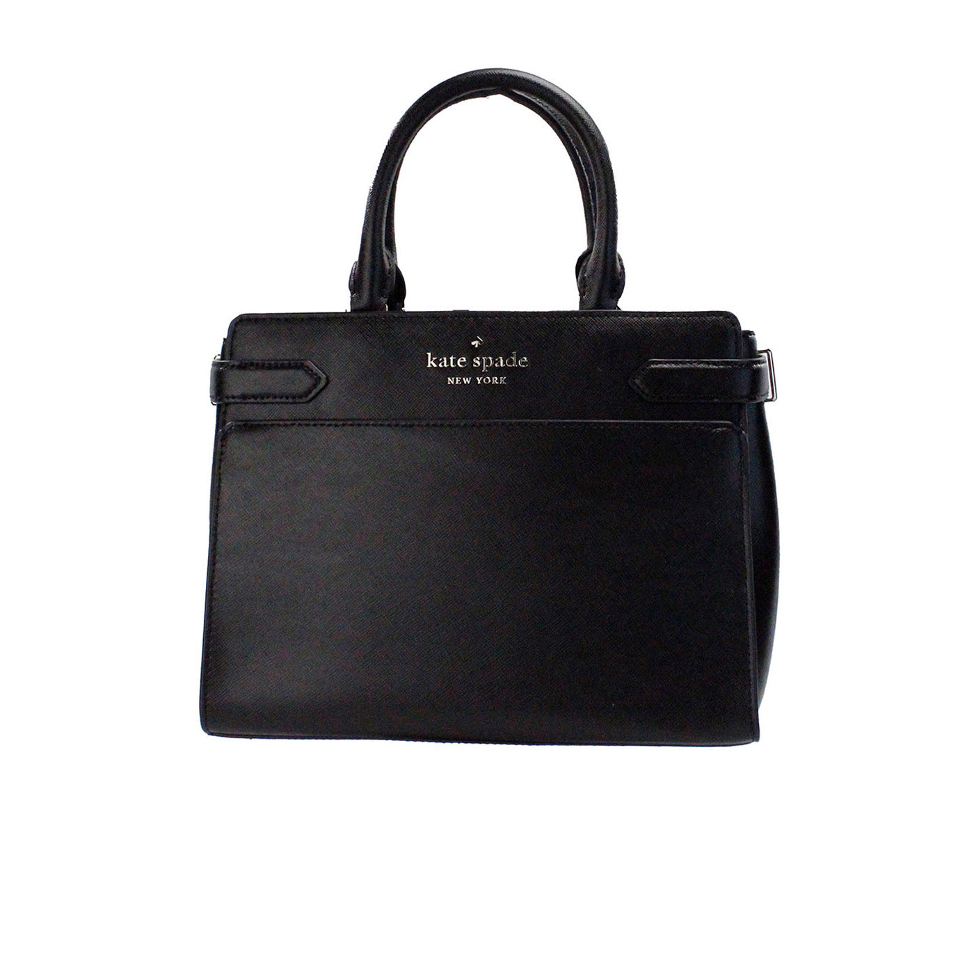 Kate Spade Staci Medium Zwarte Saffiano Leren Crossbody Satchel Handtas