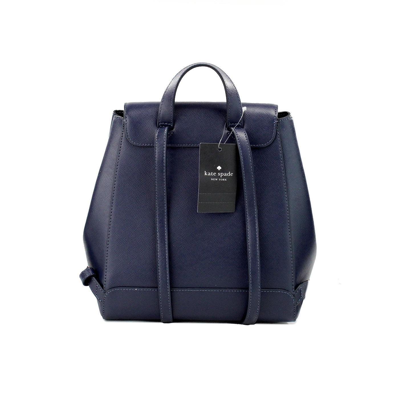 Sac à dos à rabat moyen en cuir saffiano bleu marine Kate Spade Madison