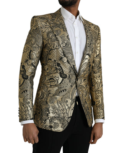 Blazer manteau simple boutonnage en jacquard Dolce &amp; Gabbana Gold SICILIA